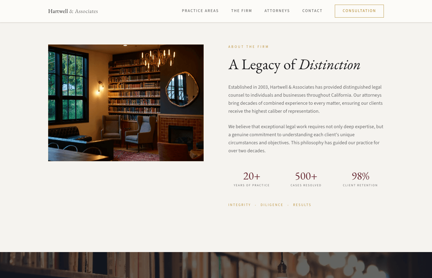 Hartwell & Associates about the firm section