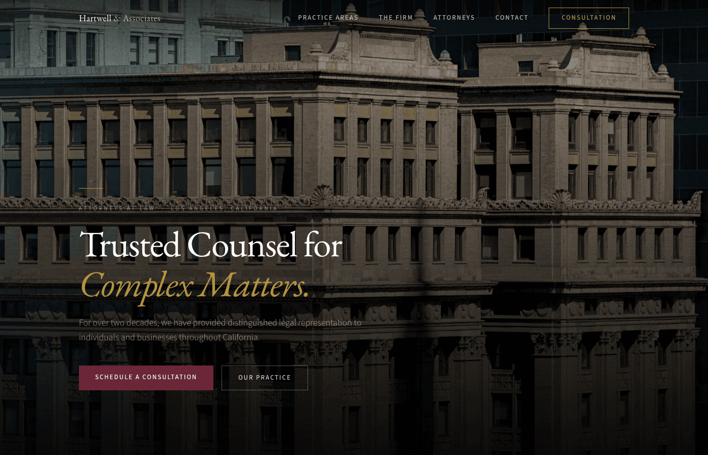 Hartwell & Associates homepage hero section