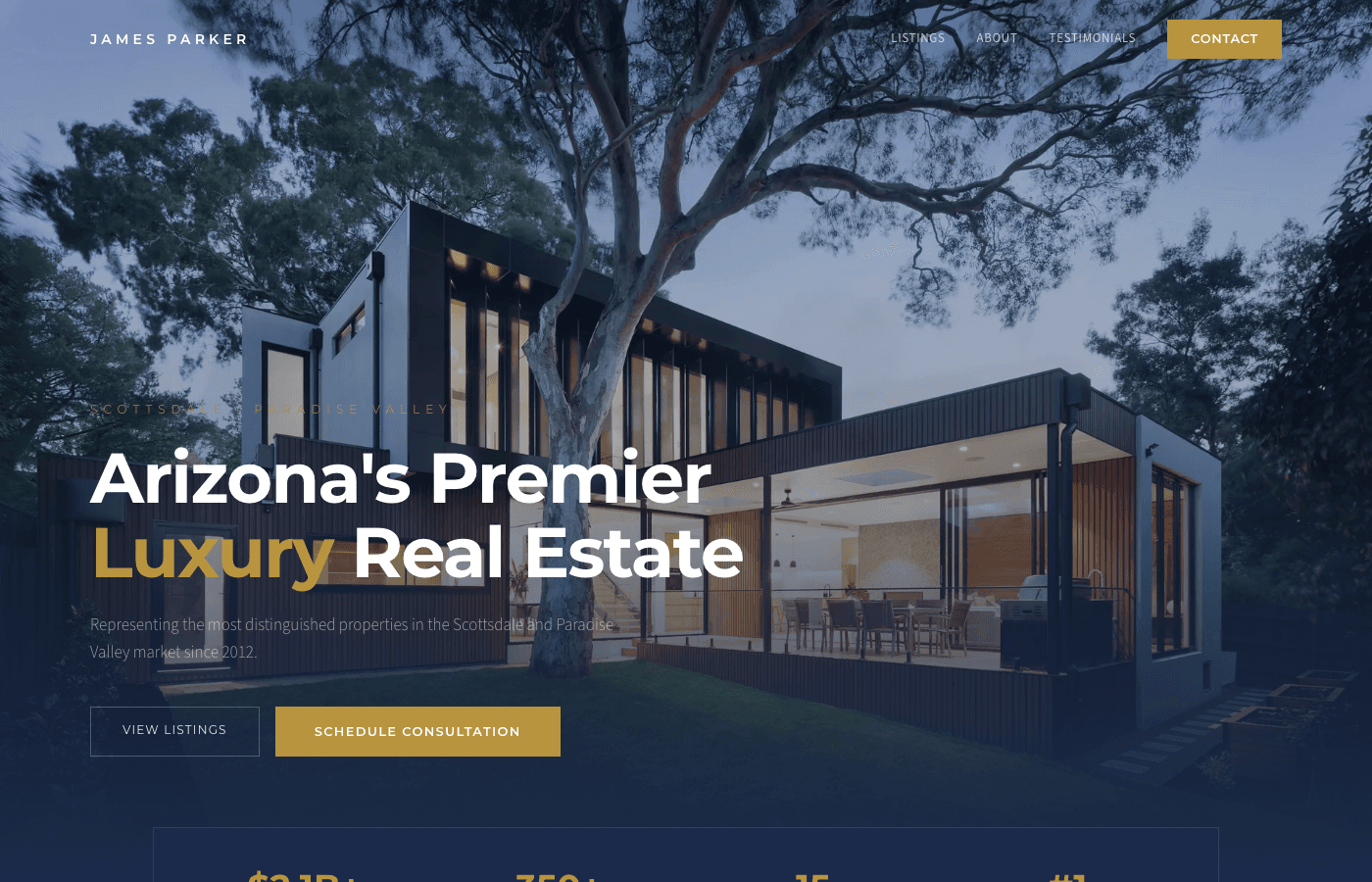 James Parker Realty homepage hero section