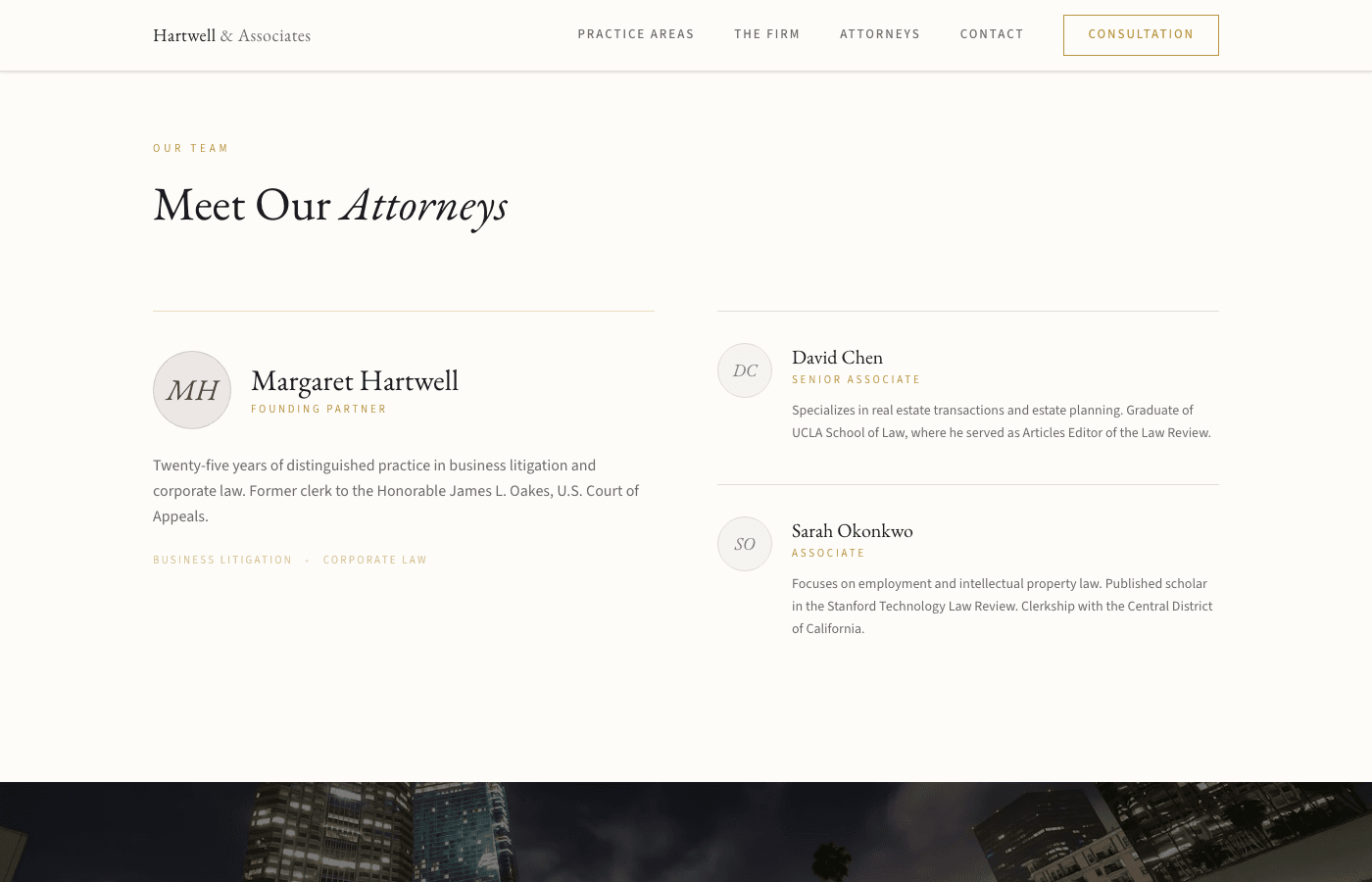 Hartwell & Associates attorneys section