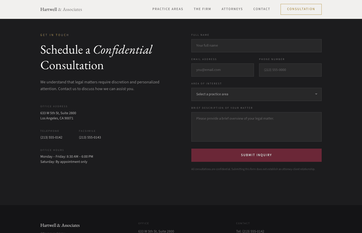 Hartwell & Associates contact and consultation section