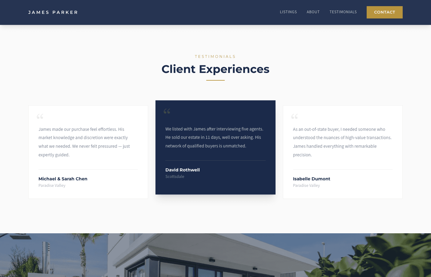 James Parker Realty testimonials section