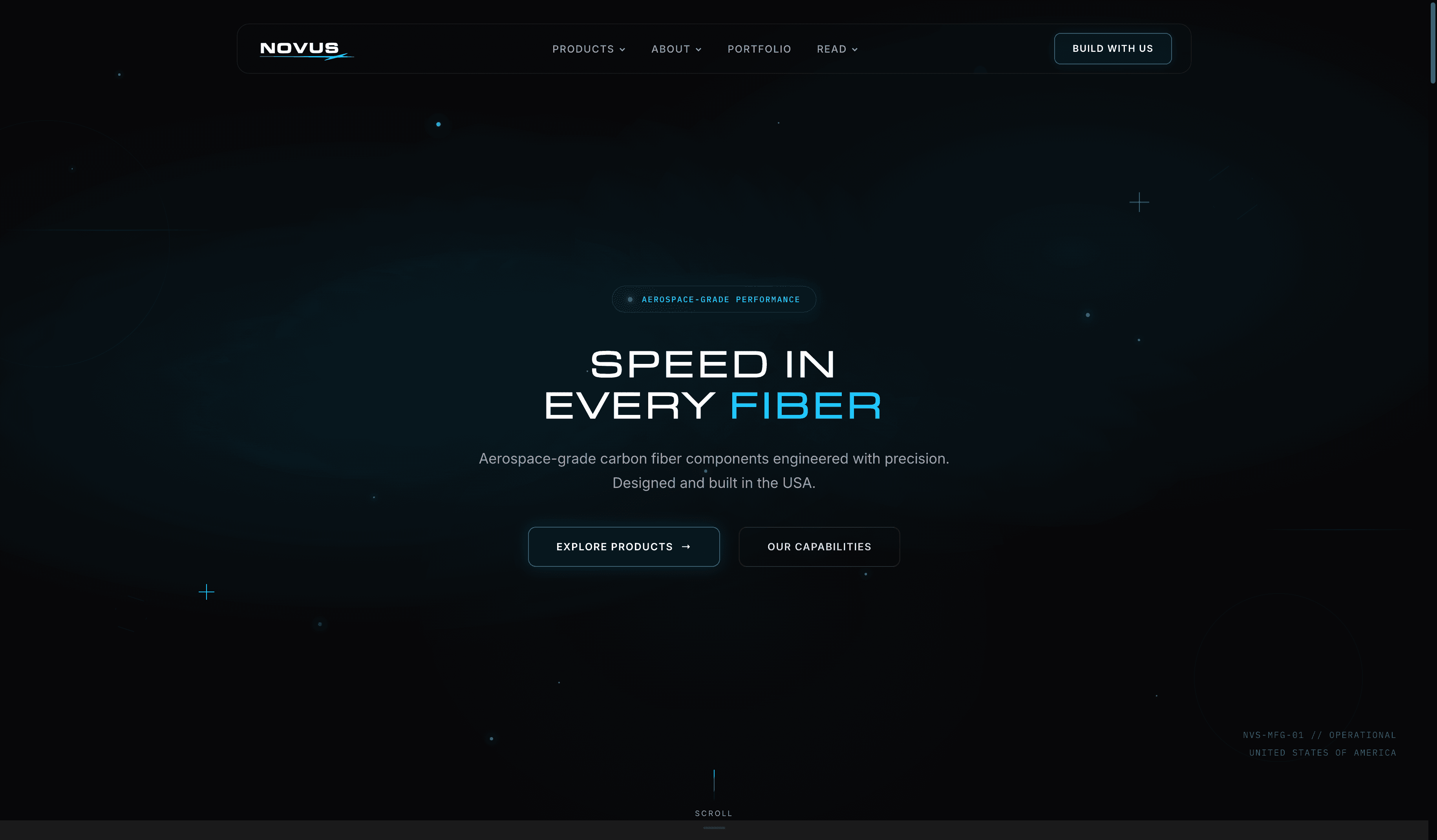 Novus Racing homepage hero section