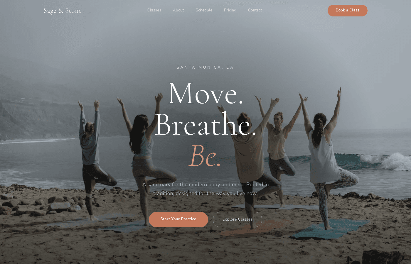 Sage & Stone homepage hero section